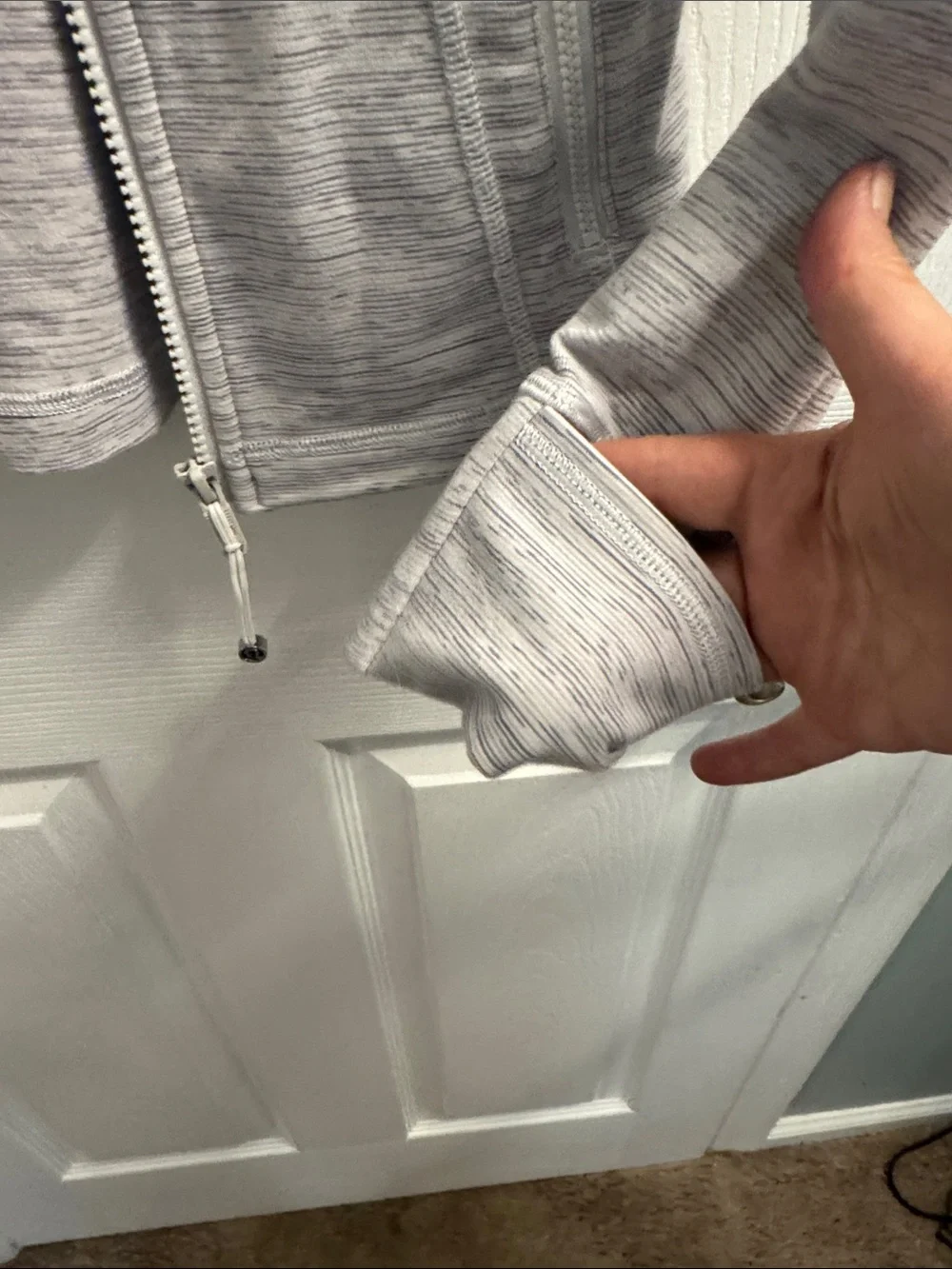 lululemon athletica Heathered Light Gray Zip-Up Bomber Jacket